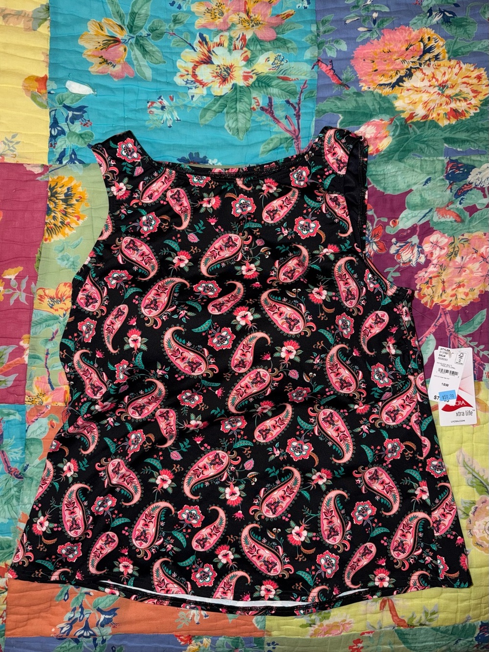 NWT Lands’ End Paisley high Neck Tankini Top